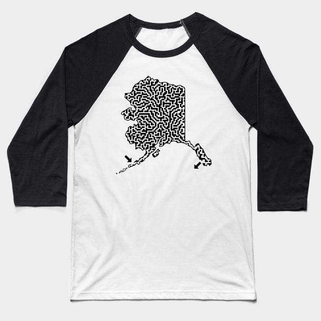 State of Alaska Maze Baseball T-Shirt by gorff